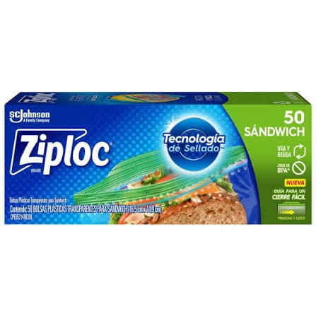 BOLSAS PARA SANDWICH ZIPLOC 50 PZ